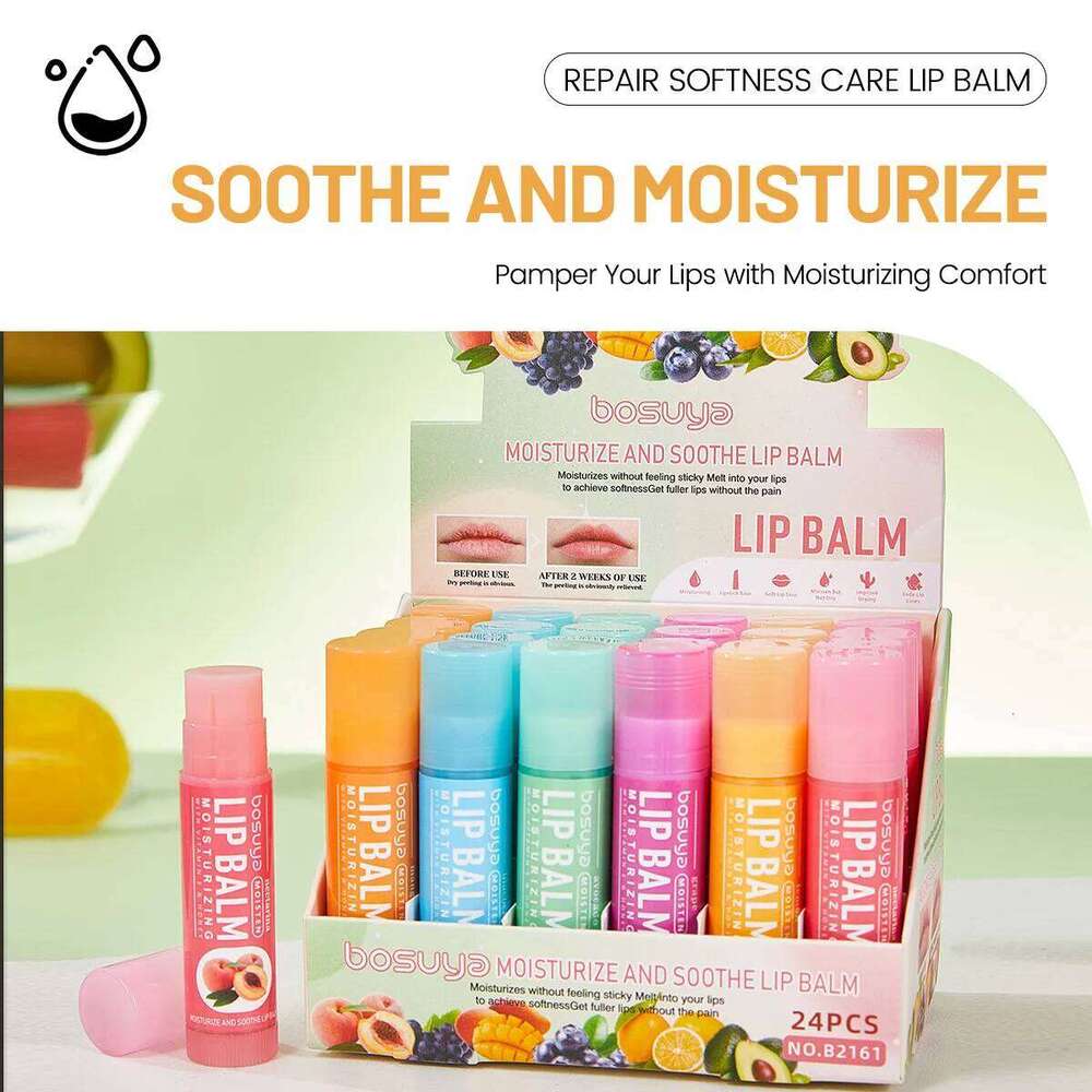 24Pcs Fruit Series Set Honey Grape Avocado Moisturizing Repair Anti-Cracked Non-sticky Lip Balm for Lips Skin Care X250807