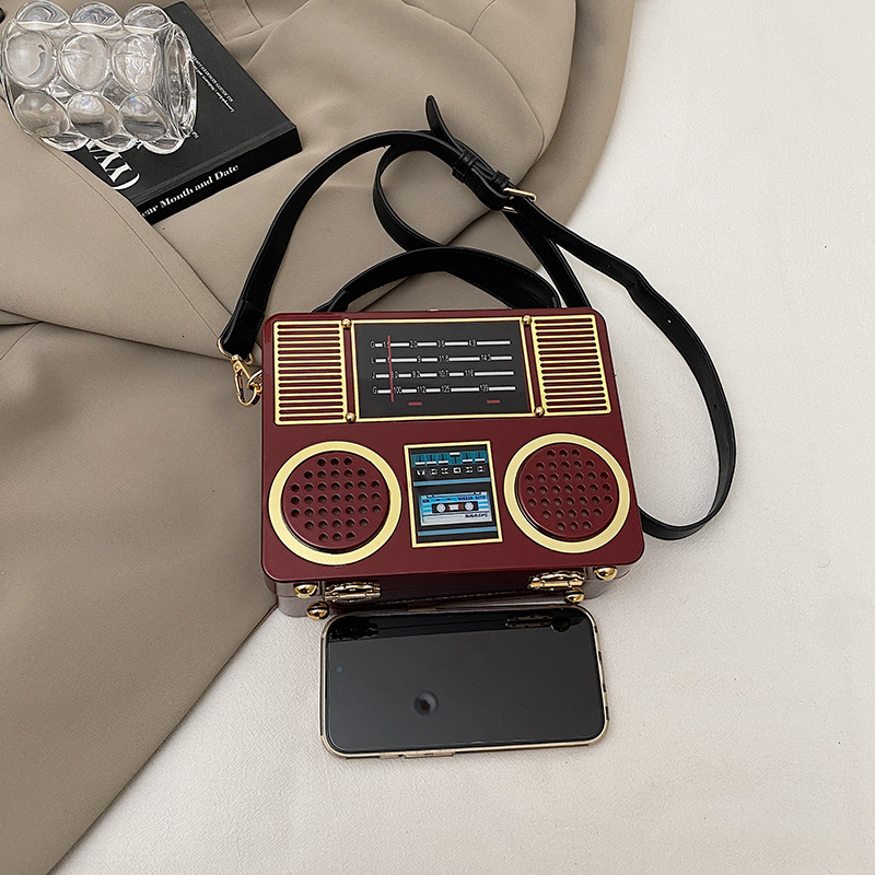 Free shipping designer Acrylic Box Bag for Women Niche Retro Creative Radio Crossbody Bag Ins Style Unique Street Shoulder Bag
