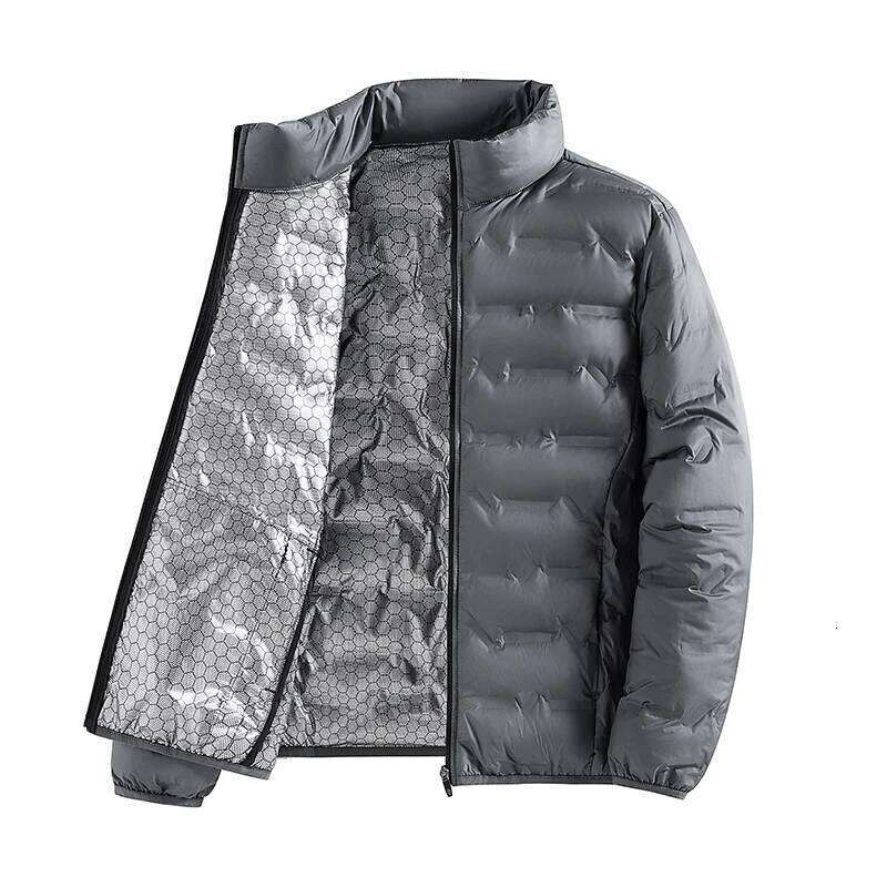 Graphene Self-heating Jacket Men Solid Windproof Pleated Down Stand Collar Classical Warm Winter Jackets Male