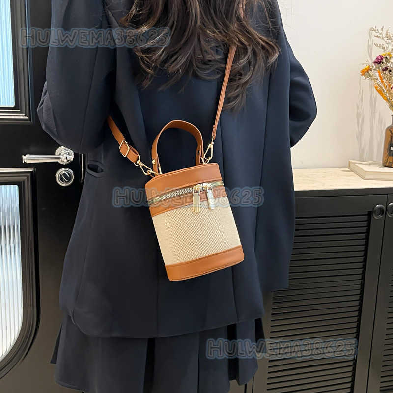 Style Personality Color-block Handheld Bucket Bag Womens Bag 2025 Summer New Patchwork Shoulder Bag Commuter Crossbody Bag H250806