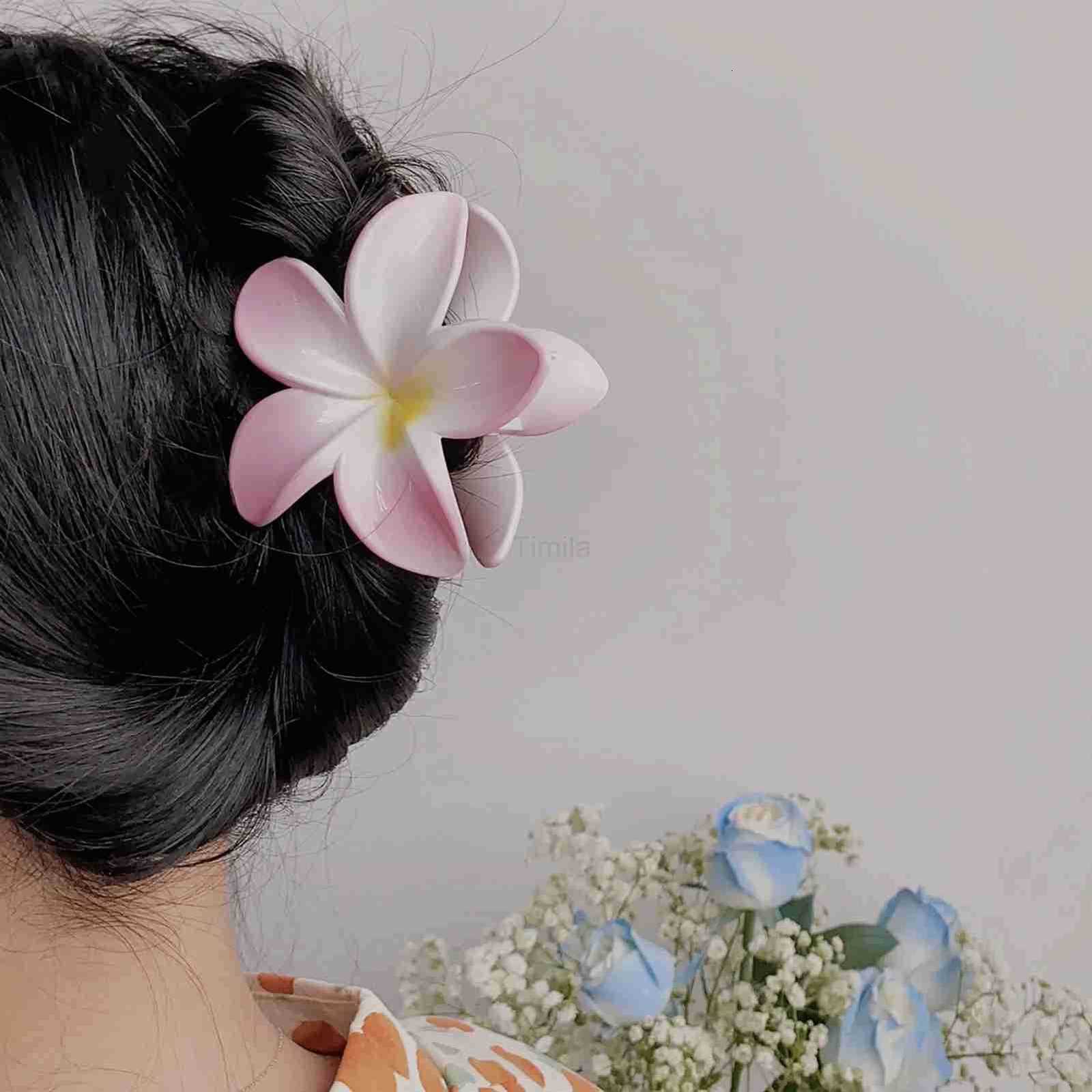 3 Inch Gradient Flower Hair Claw For Women Elegant Resin Floral Hair Clip Fresh Sweet Flower Gripper Womens Hair Accessories U250807