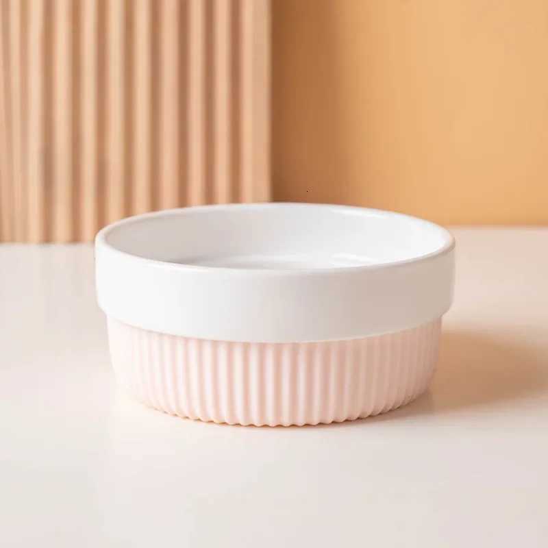 Hot Sale Cute Macron Color Ceramic Dog Bowl with Anti Slip Silicone Base Easy To Clean Pet Feeding Accessories Cat Supplies Y250806