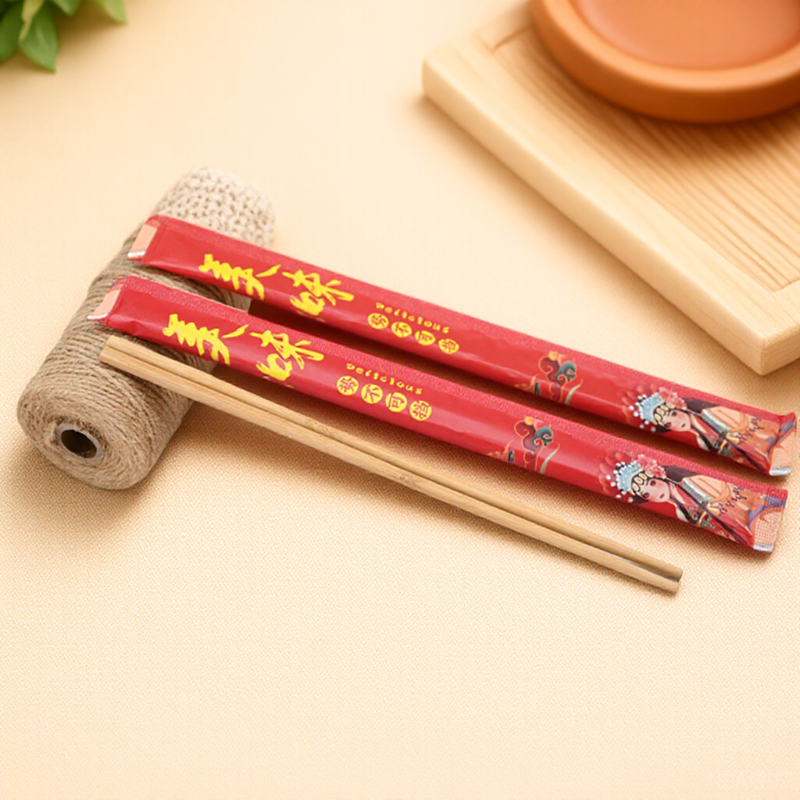 White Kraft Packaged Eco-Chopsticks Made from Sustainably Grown Bamboo
