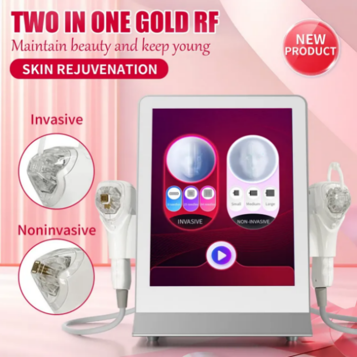 Gold RF Skin Rejuvenation Device Painless Noninvasive Therapy with Deep Moisturizing Skin Lifting Smooth Lines And Fine Pores Pale Spot Printing Techn