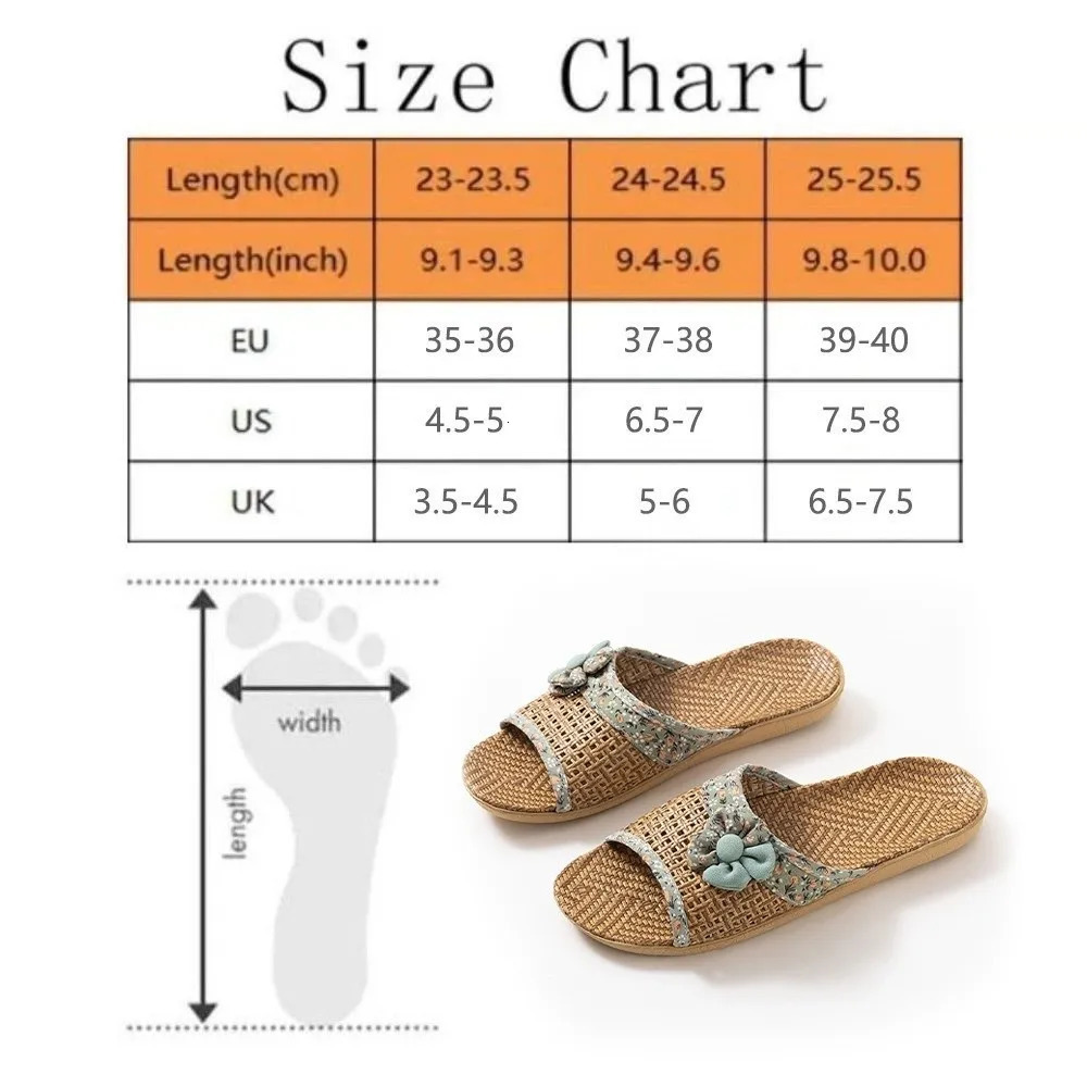 Fashion Breathable Straw Plaited Slippers Flower NonSlip Linen Shoes EVA Bottom Home Indoor 250801