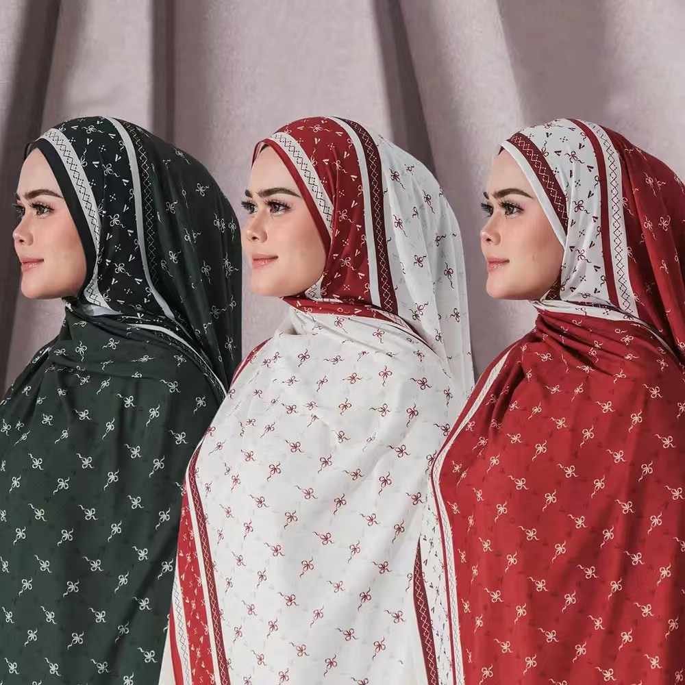 T1416 New High-end Printed Satin Chiffon Scarf Malaysia Gauze Scarf Long Scarf