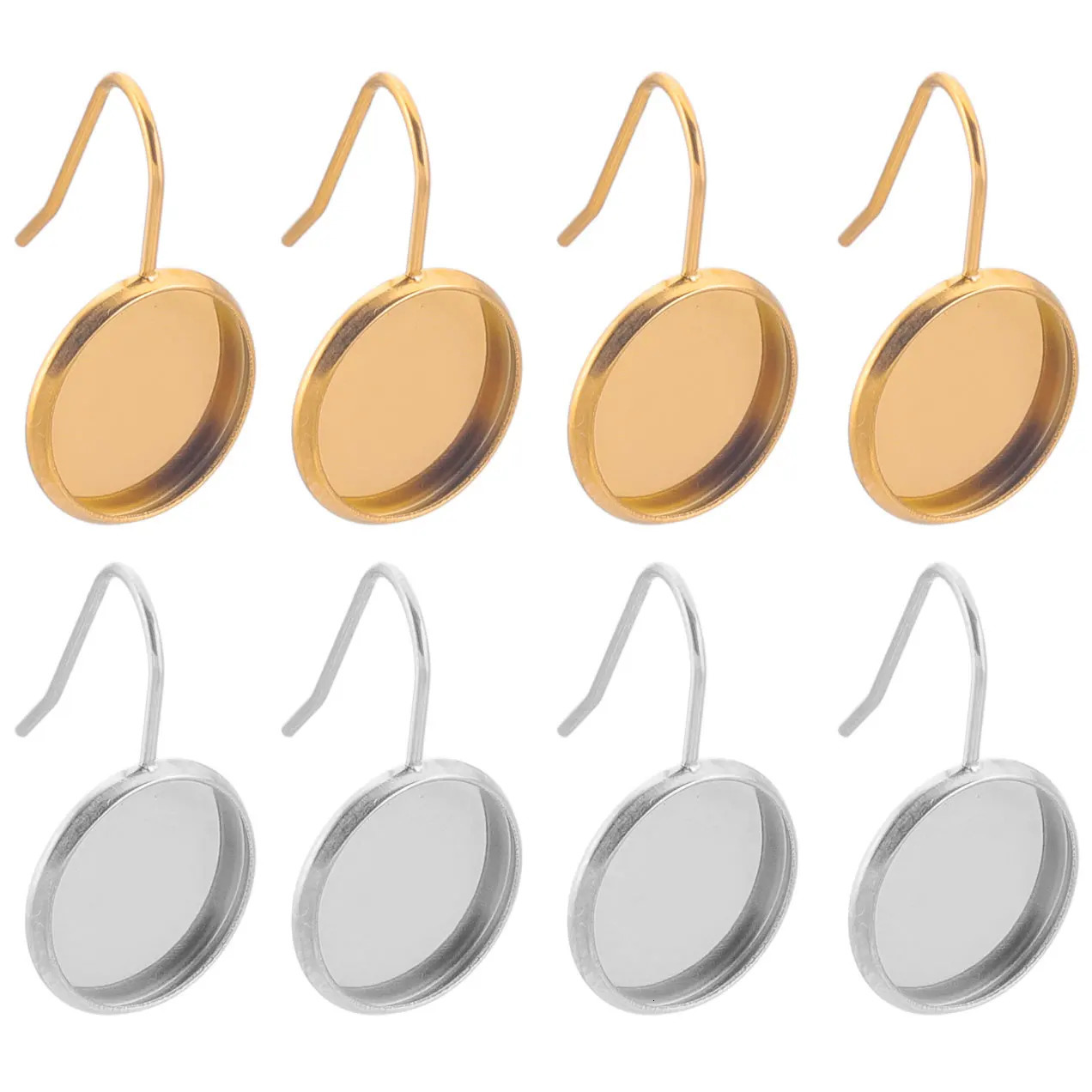 10pcs 8 10 12mm Stainless Steel U Shape Earring Making Supplies Cabochon Tray Diy Ear Hook Back Blank Base Resin Jewelry 250804
