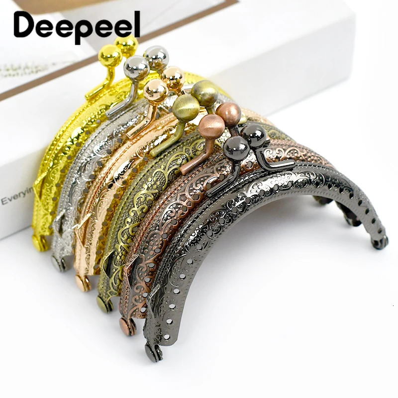 510Pcs Deepeel 8.5cm Metal Purse Frame Handle Embossed Kiss Clasps Bag Handles Hardware DIY Sewing Brackets Luggage Accessories 250807