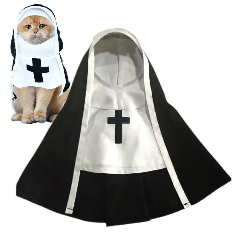 Pet Dress Cosplay Nun Headwear Puppy Kitten Nun Style Dress Halloween Dress Up Clothes Pet Costume Set Dog Transform Clothes 250805