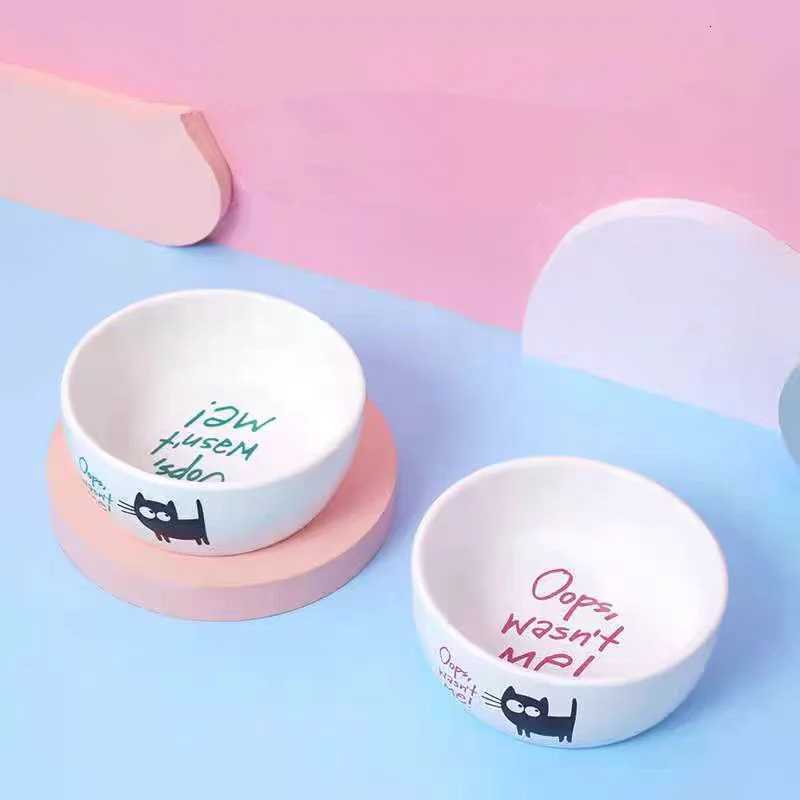 Cartoon Small Black Cat Pet Food Bowl Ceramic Universal Easy To Clean Bowl Safe Harmless Pet Supplies for Dog Cat Accessories Y250806