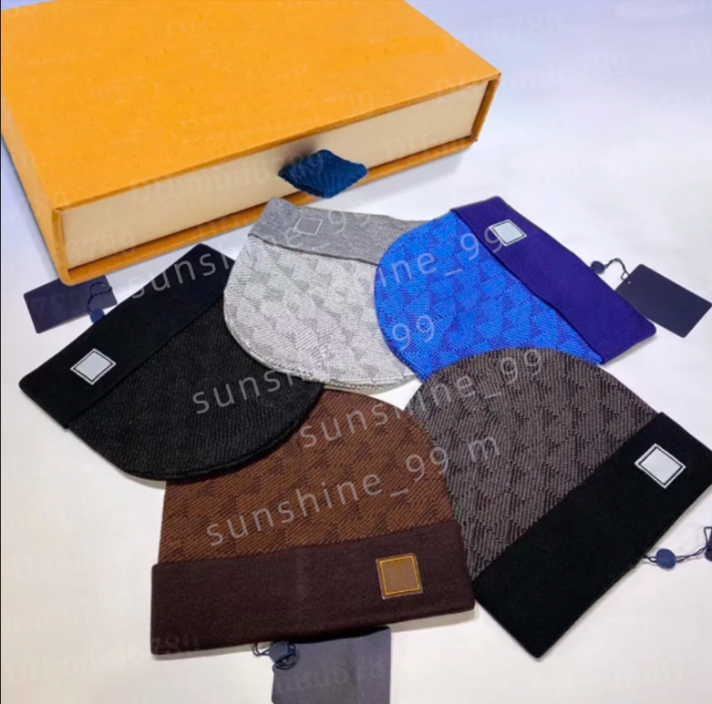 Classic LoisVuton beaine fashion plaid cold hat designer checkerboard cashmere hat casquette luxury men's toque ski hat outdoor warmth