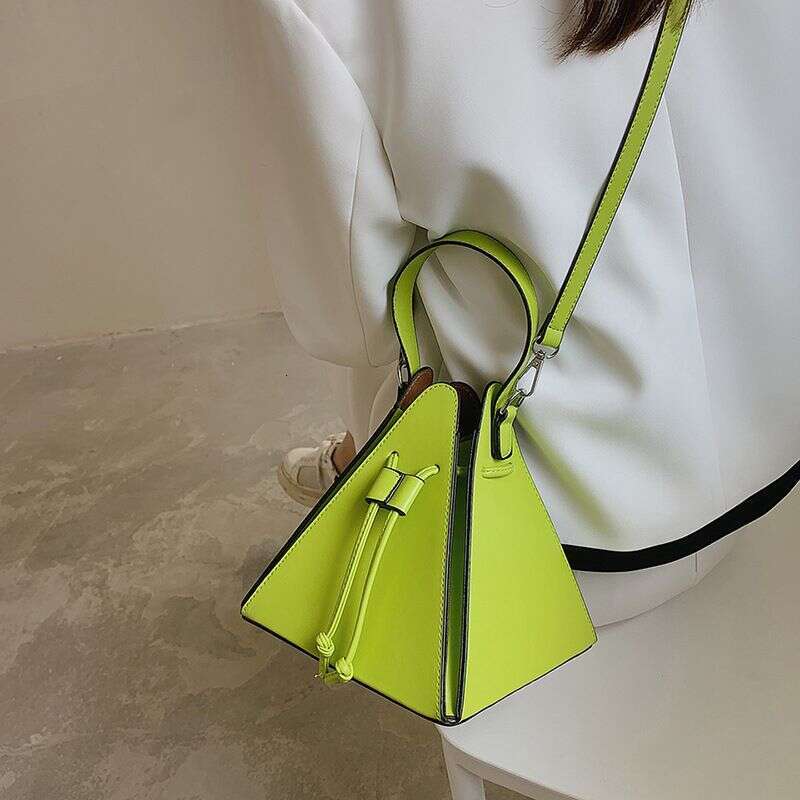 Personalized Triangle 2024 New Forest Soft Girl Candy Color Western Style Handheld Cross Shoulder Bag PU