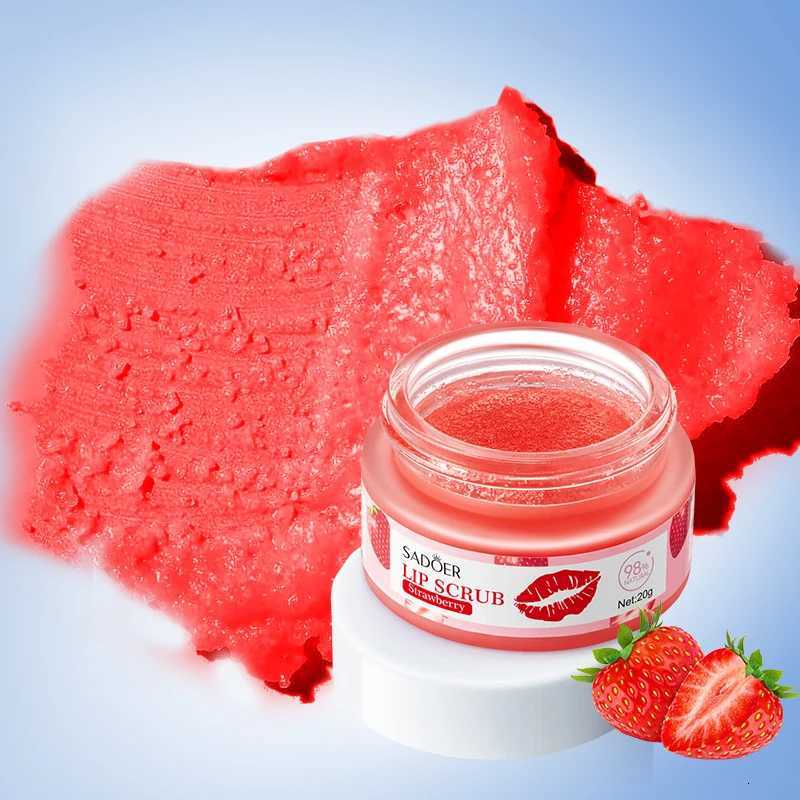 Strawberry Lip Scrub Removes Dead Skin Cuticle Lightens Lip Lines Brightens Lip Color Smooths Moisturize Soften Pink Lips MakeupXJ250807