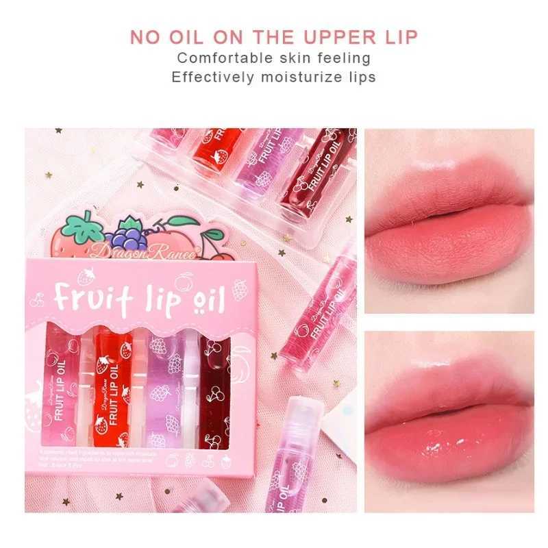 Set of Four Rolling Head Lip Oils Moisturizing Hydrating Roller Ball Lip Care Anti-Drying Transparent Lip Blam for Lip HealthXJ250807