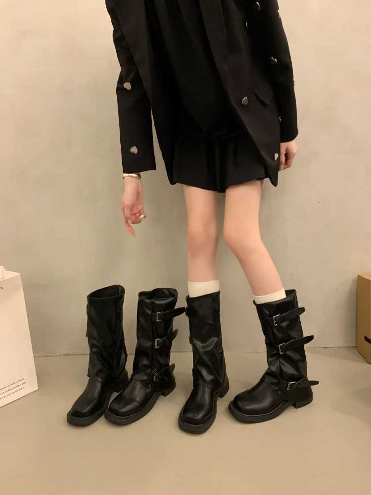 Boots Womens Early Autumn Wern Cowboy Booties High Waist Chunky Heel Faiable PU Leather Superfine Fiber XJ250807