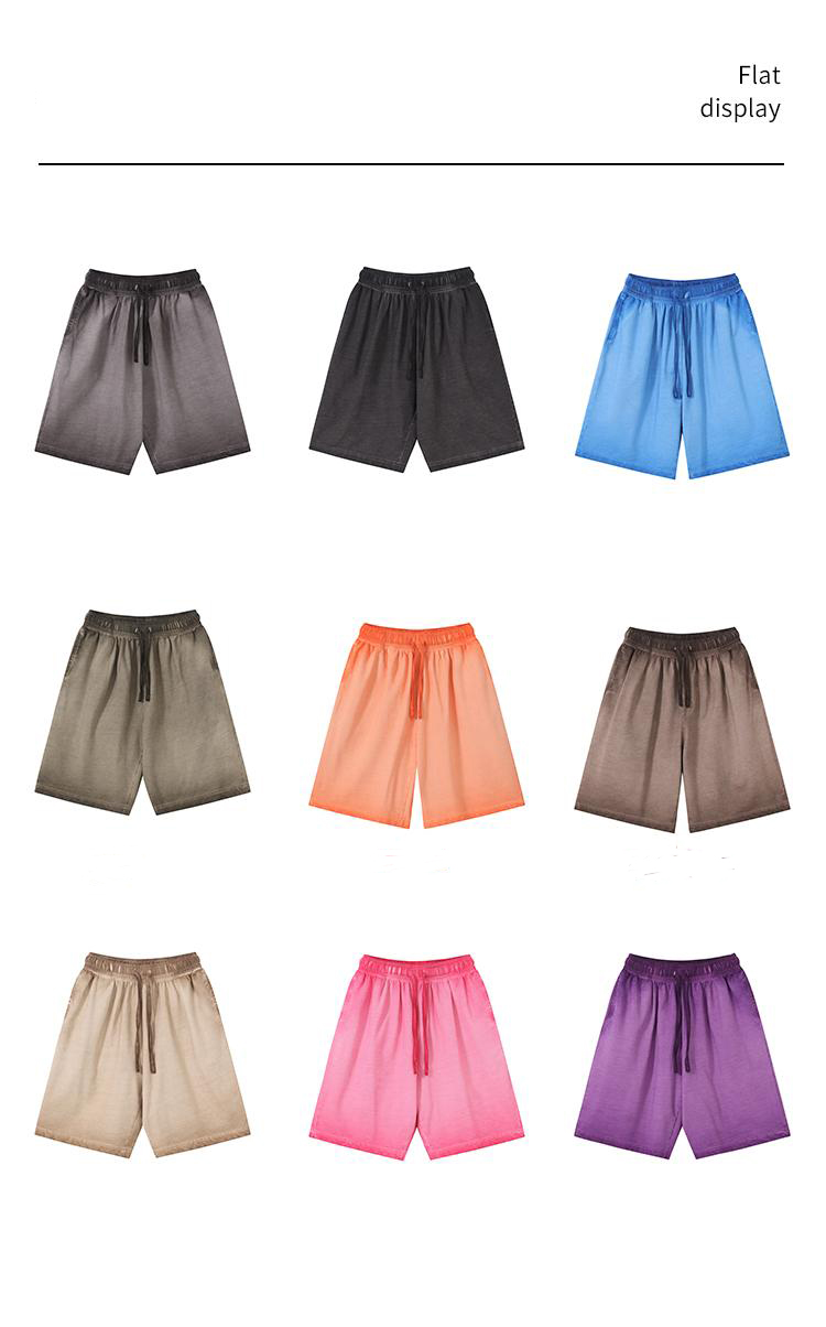 Summer 320g pure cotton twocolor gradient distressed customizable logo shorts 100 cotton loose shorts breathable and durable casual sports shorts