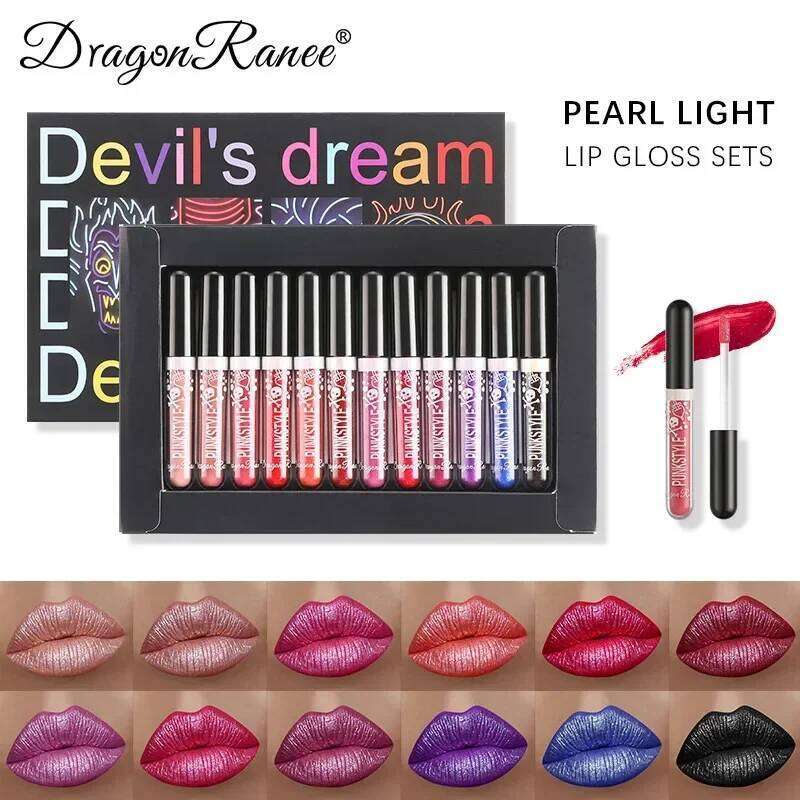 Glitter Gloss Set Moisturizing Lipstick Dia Waterproof Lasting Lip Ink Halloween Makeup Gifts For Lips Women's Cosmetics X250807