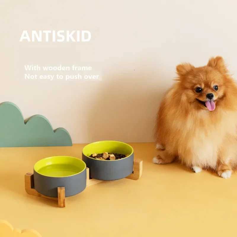 Cute Ceramic Bowl Dog Feeding Pet Feeder Goods for Cats Puppy Food Water Container Storage Waterer Accessories Cat Supplies Y250806