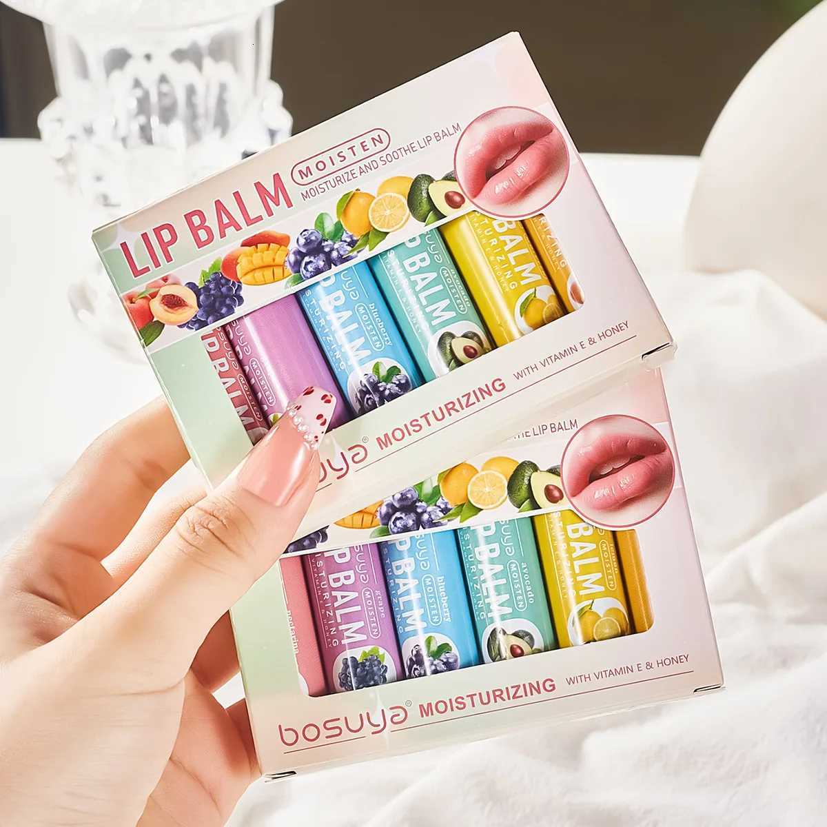 6Pcs Fruit Series Lip Balm Set Honey Vitamin E Moisturizing Repair Anti-Cracked Non-sticky Lip Balm for Lips Skin CareXJ250807