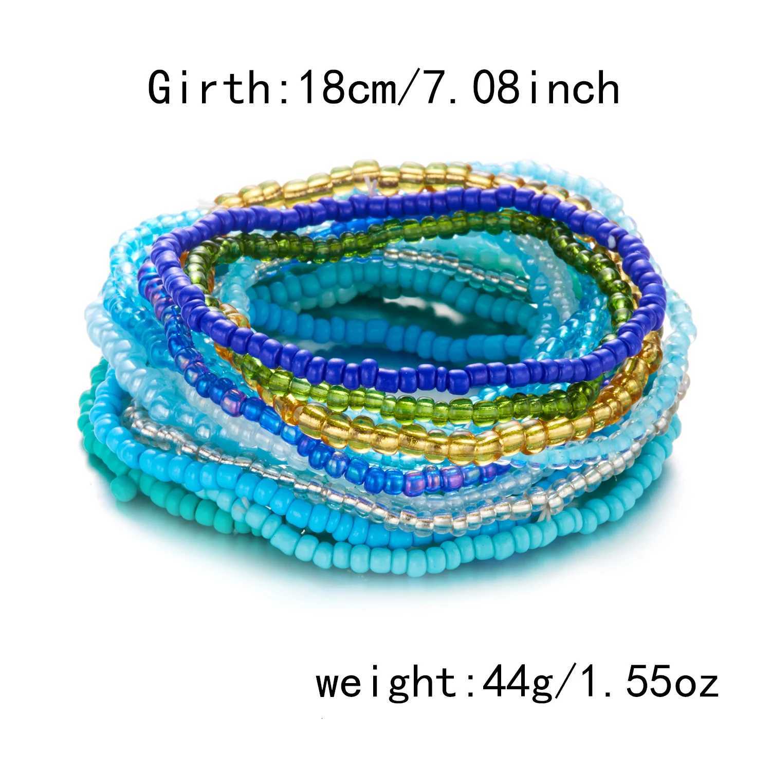 16/20 Pcs/set Bohemian Colorful Rice Beads Bracelets for Women Summer Beach Style Beaded Bracelet Girls Travel Holiday Jewelry W250807
