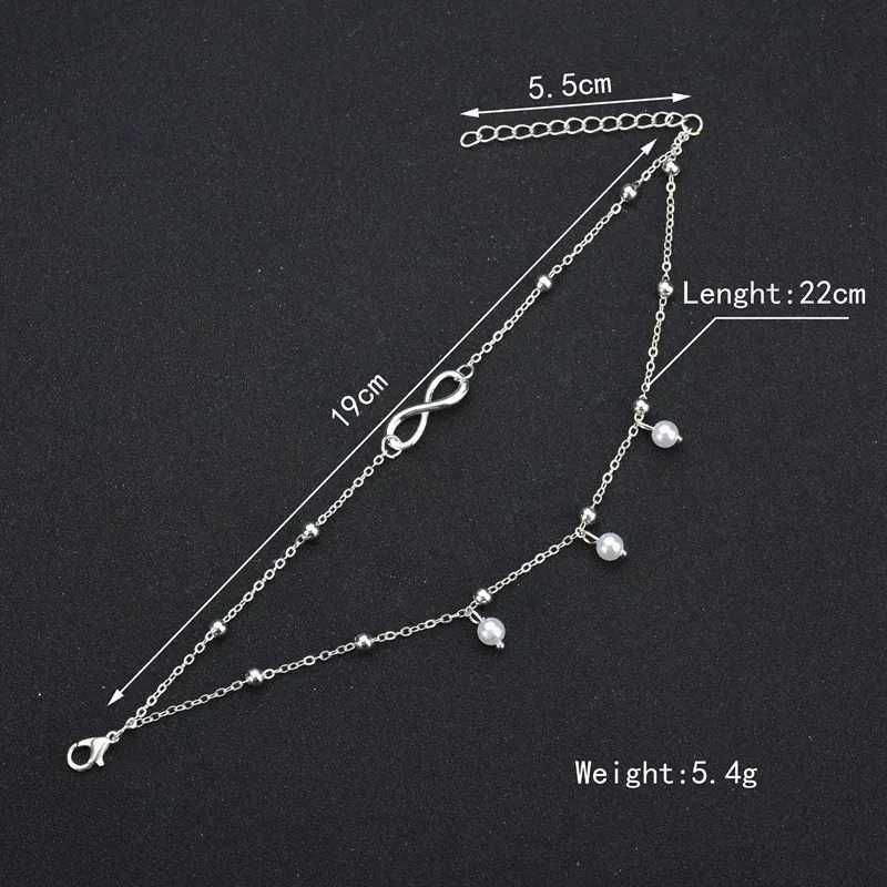 Trendy Gold Color Simple Infinity Symbol Bead Chain Anklets for Women Beach Foot Jewelry Leg Chain 8 Word Ankle s Jewelr Y250805
