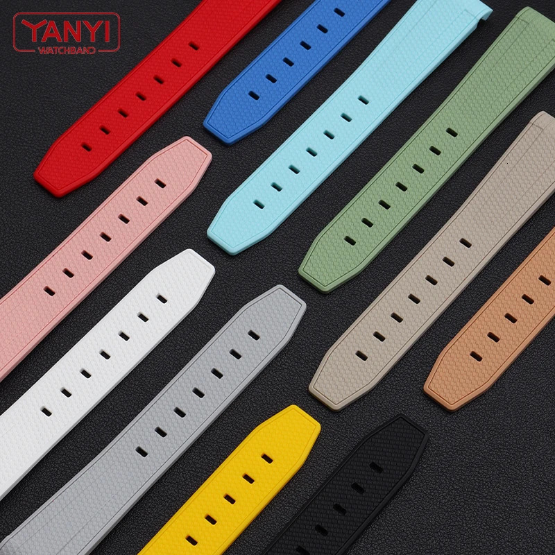 rubber Watchband For Waterproof Sports 20mm Watch Strap Curved End Band 250806