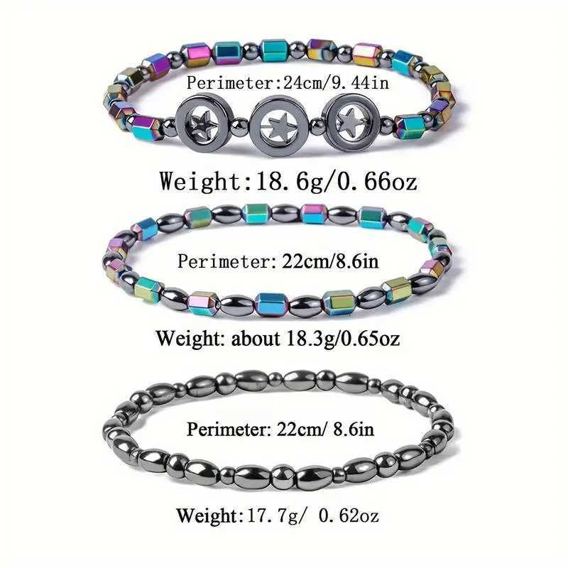 1/2/4/6Pcs Hematite Ankle Colorful Elastic Anklet Bohemian Summer Beach Clothing Accessories Energy Hematite Jewelry Y250805