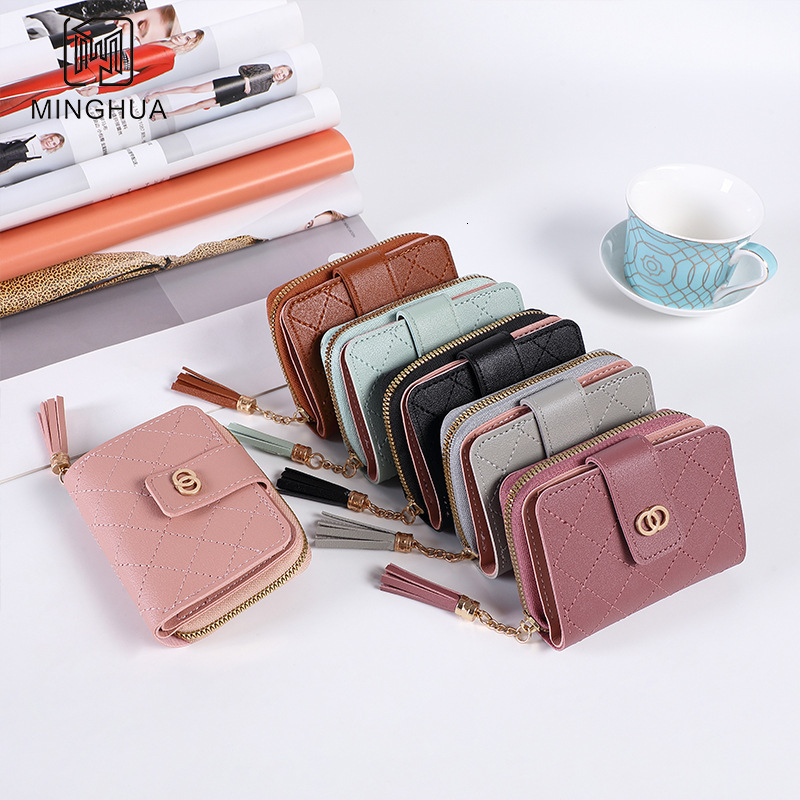 Free Shipping Designer Luxury New Women's Wallet Short Solid Color Card Holder Simple Button Small Coin Purse Casual Handbag