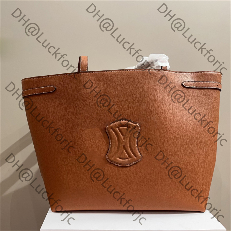 Luxury Designer Cabas Anais Cuir Grained Calfskin Tote Black Leather Handbag Cosmetic Bag Size 50x30cm