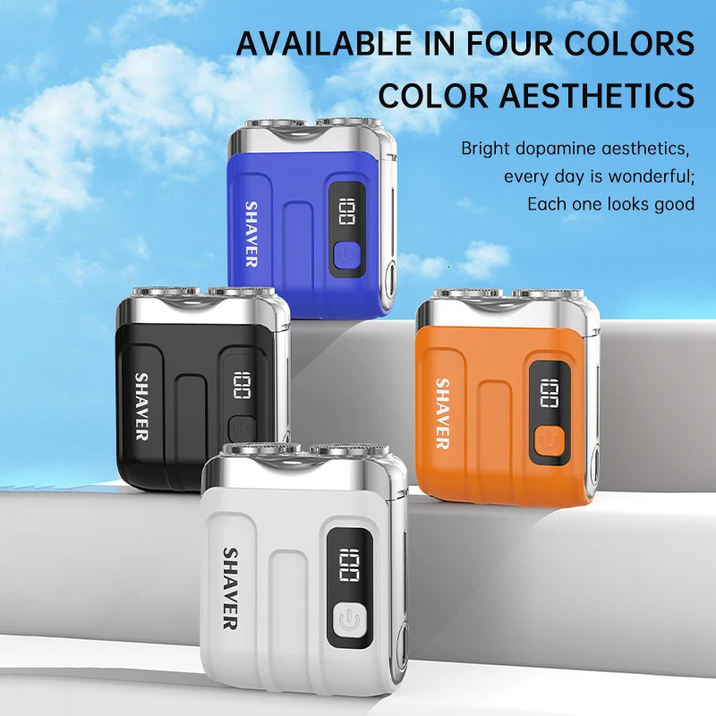 Mini Electric Smart Shaver Household Car Shaver Digital Display Dual Blade Rechargeable Shaver Powerful Beard Trimmer Tool 250805