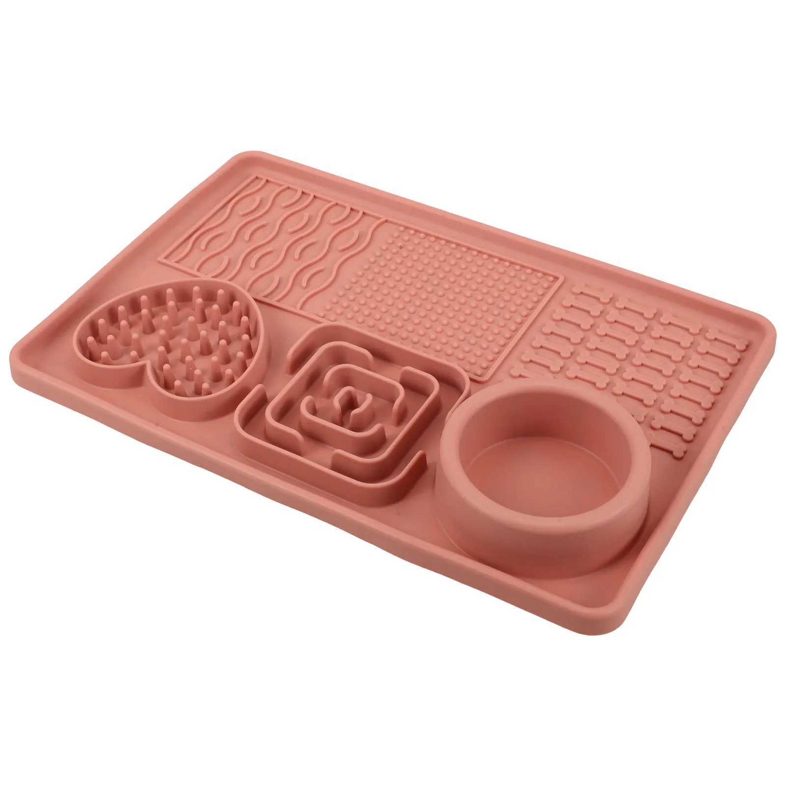 Pet Licking Pad Silicone Dog Cat Food Mat Suction Cup Large Pink Slow Feeder Training Calm Choking Prevention Washable Reusable Y250806