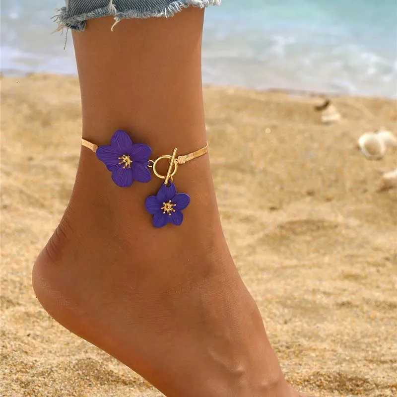 Fashion Cherry Blossom Charm Anklets for Women Summer Beach Accessories Gold Color Chain Anklet Leg s Wedding Gift Y250805