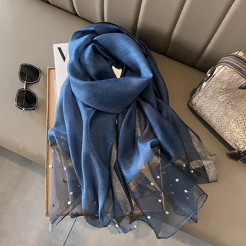 Women Fashion Scarf Plain Solid Silk Linen Shawls Summer Lady Bandanas Foulard Hijab 250805