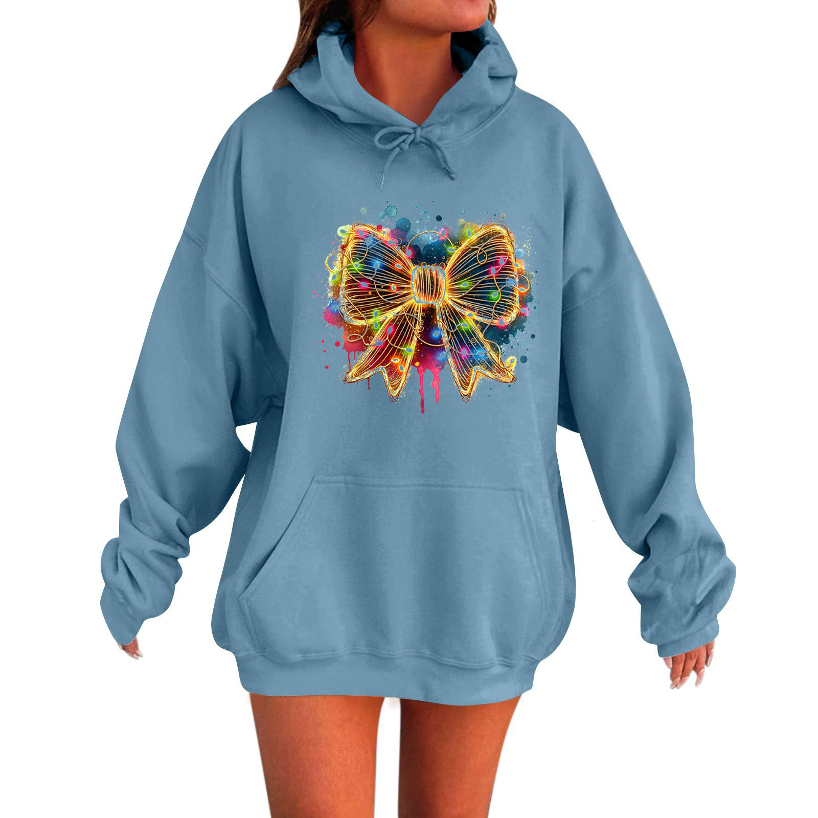 Free Shipping Designer Hoodie For Spring 2025, New Amazon Style Butterfly Bow Letter Printed Fashionable Men's And Women's Hooded Sweatshirt