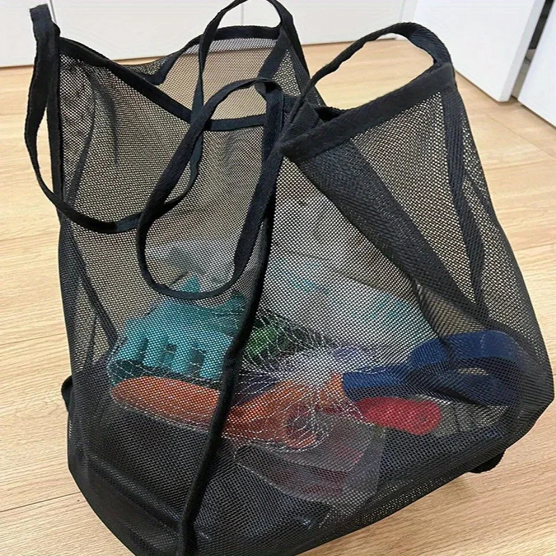 Large Capacity Beach Bag Lightweight Mesh Tote Bag Fashionable and Versatile Shopping Bag 250804
