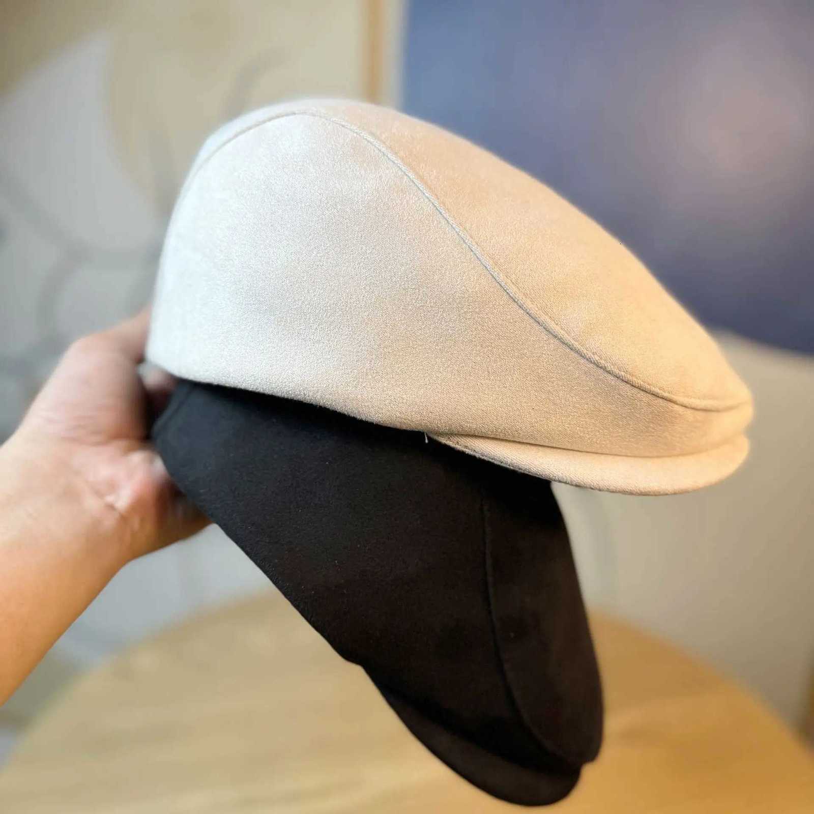 New Unisex Autumn Hat Suede Faux Leather Solid Color Beret For Women Vintage Warm Visor Winter For Men Outdoor Gift XJ250807