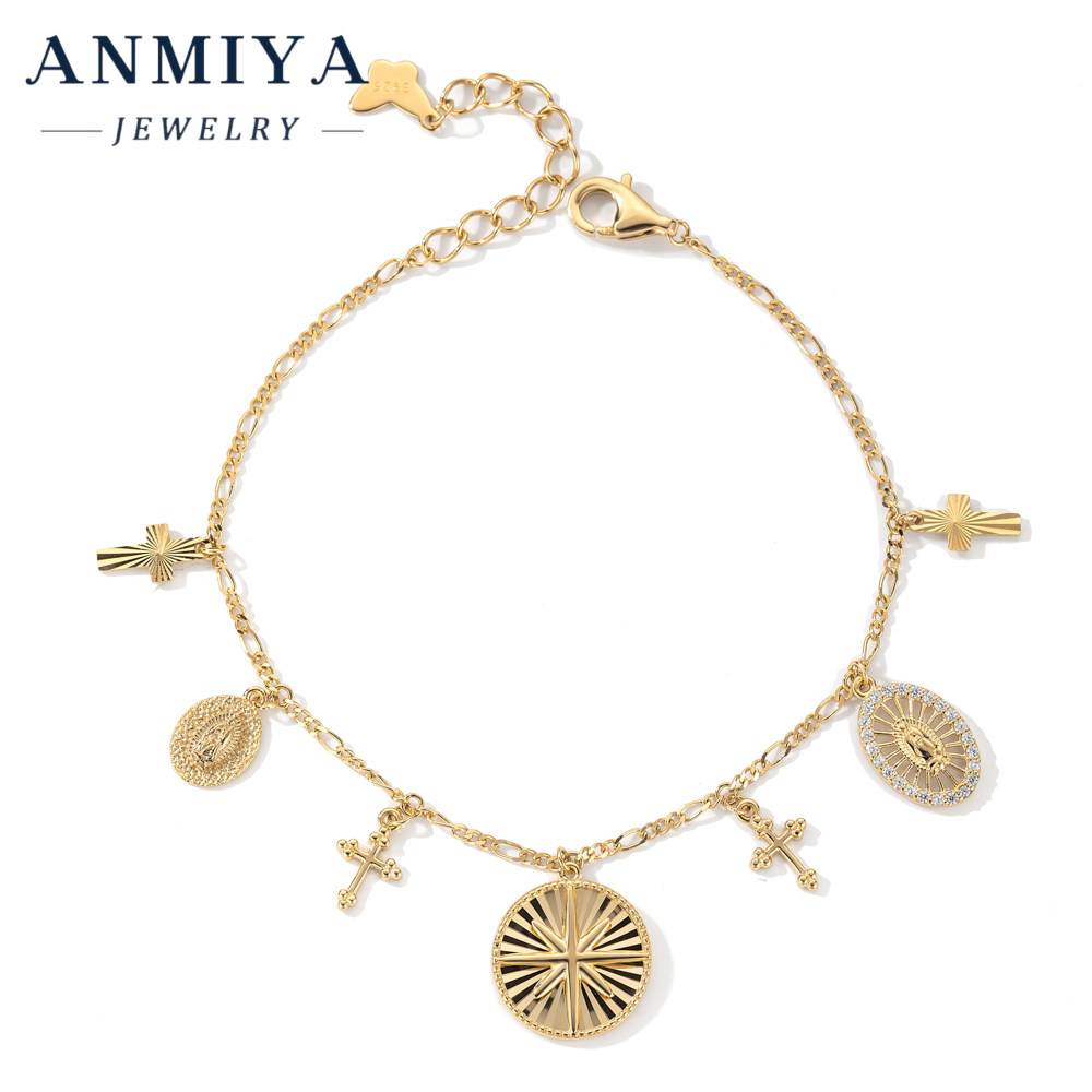 Christian Catholic Religious Bracelet 925 Silver 18K Gold Jesus Cross Bracelet