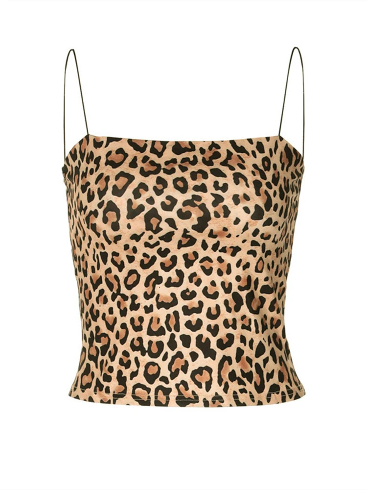Sexy Camisole For Women Leopard Print Skinny Crop Top Female Party Nightclub Bodycon Sleeveless Camis Tank Tube Tops Y2K 250807