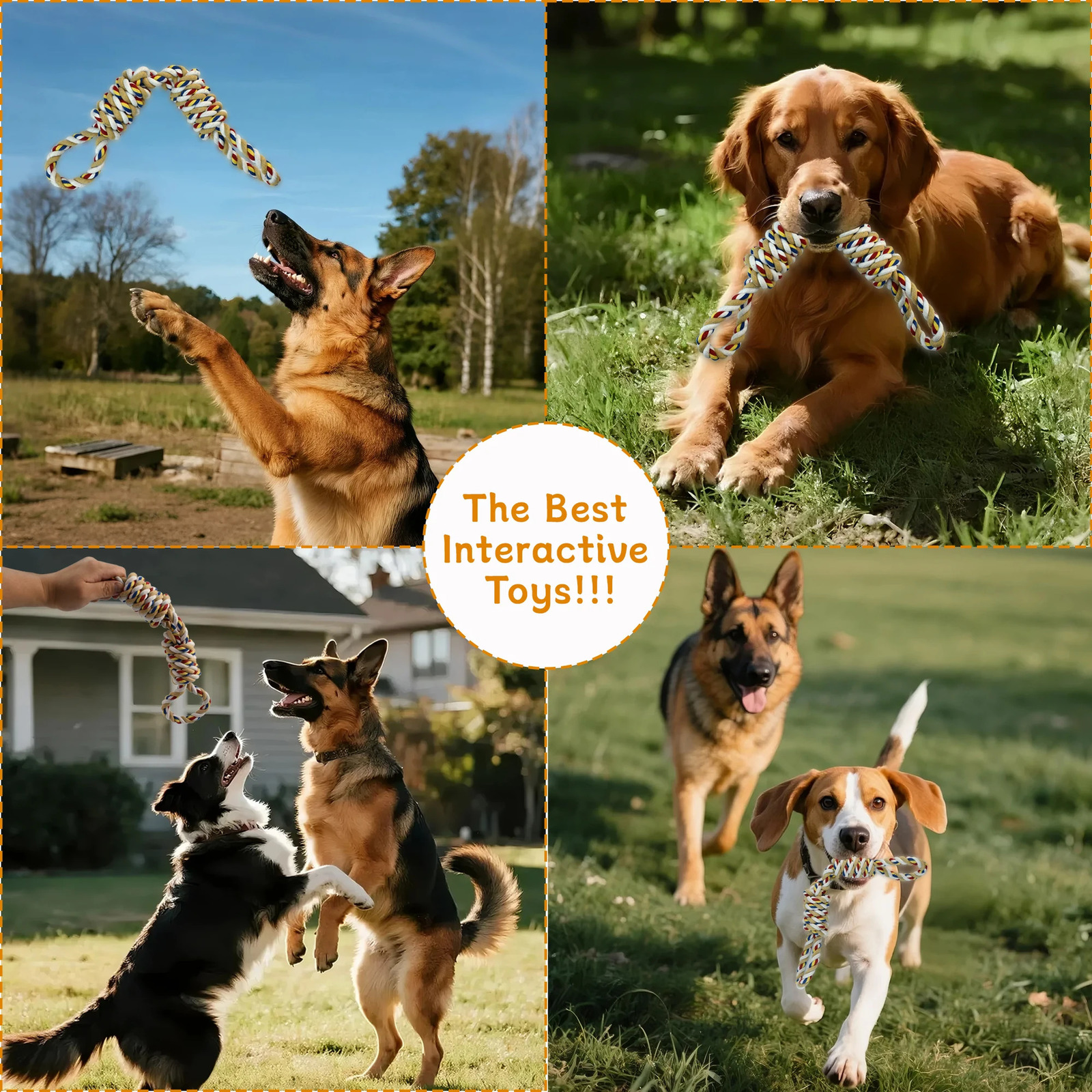 Oitabi Dog Rope Toy for Large and Medium Dogs Heavy Duty Tug of War Dog Toy Tough Dog Chew Teething Toys for Aggressive Chewer 250804