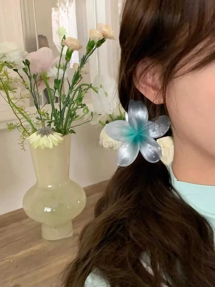 Gradient Frangipani Hair Clip 1PC Plumeria Hairpin Ins Style Ponytail Holder Barrette Sweet Claws Party Hair Accessories U250807
