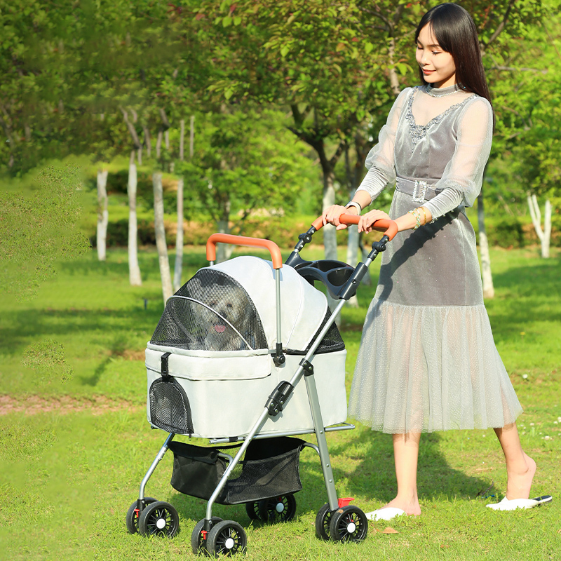 Portable Pet Stroller: Ideal for Small & Medium Dogs & Cats - Detachable Straps + Easy Folding
