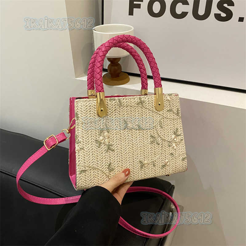 Straw Woven Handbag for Women 2024 New Seaside Woven Handbag Niche Popular Crossbody Bag Versatile Small Square Bag H250806
