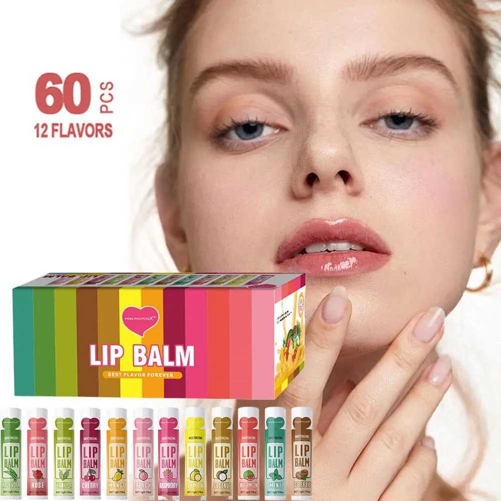 60PCS Moisturizing Lip Balm Set Womens Winter Hydrating Gift Long-Lasting Brighten Lips Exfoliating Lipstick Lip Care MakeupXJ250807