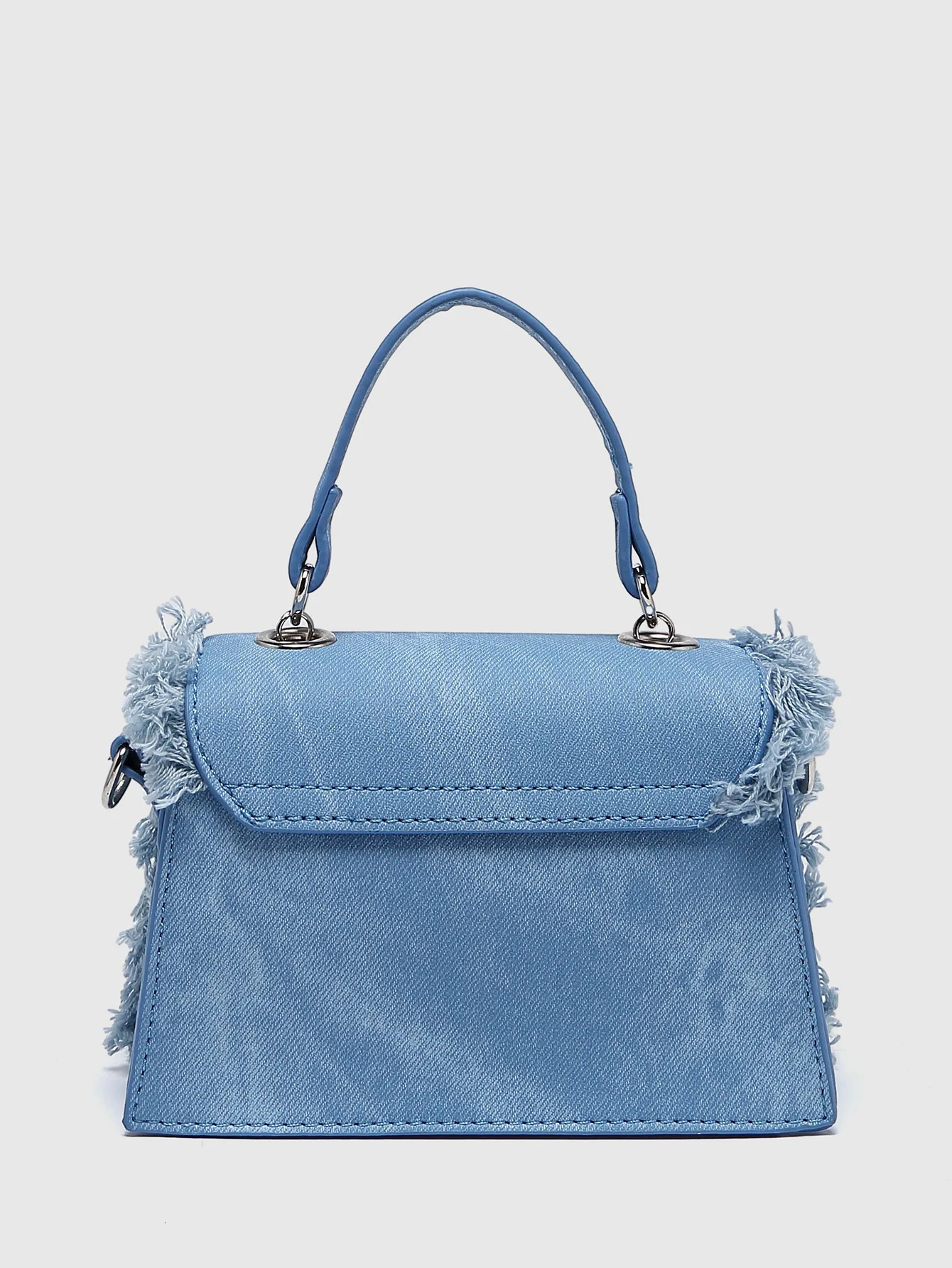 Retro tassel handbag denim blue mini bag chain shoulder crossbody bag 250805