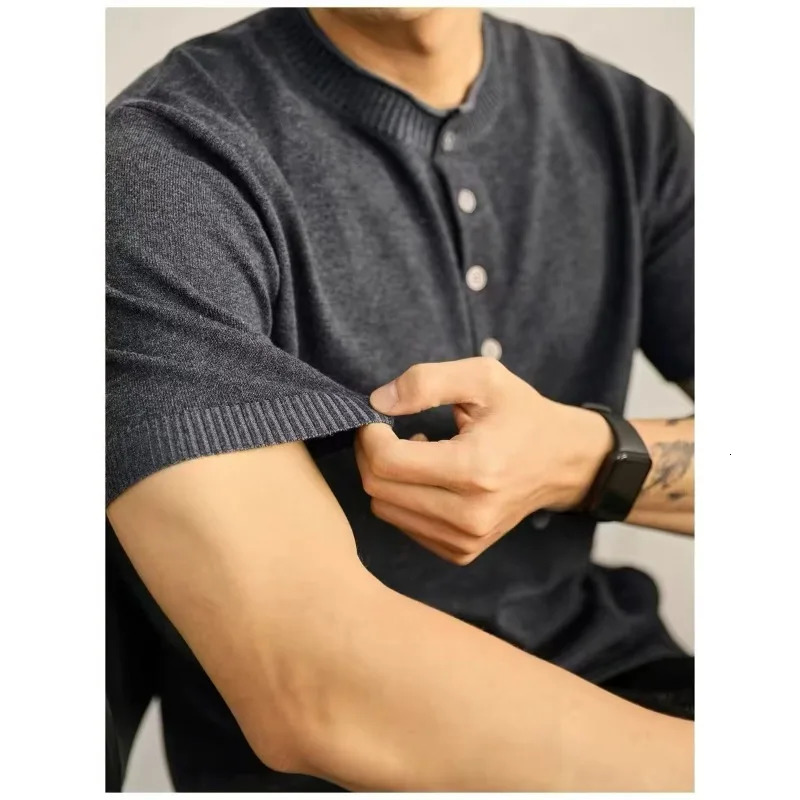 Sweater for Men Pullovers Old Money Man Knitwear Short Sleeve Knit Jumpers Solid Cotton High End Casual Vintage Sweaters 250804