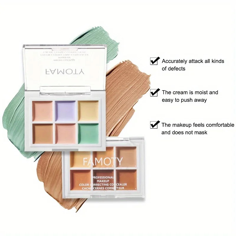 6 Colors Full Coverage Concealer Palette Multicolor High Cover waterproof Long-lasting Natural Concealer Face Makeup 250730