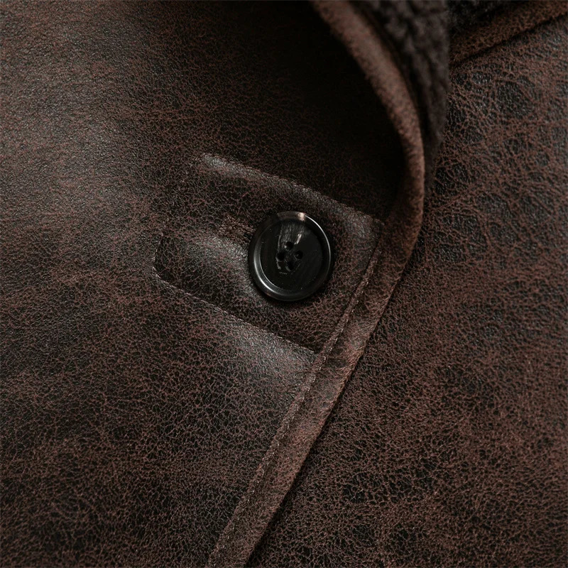 Winter Women Lamb Wool Thickened Jacket Vintage Turn Down Collar Leather Outwear Single Breasted Pockets Streetwear Warm Jackets 250804