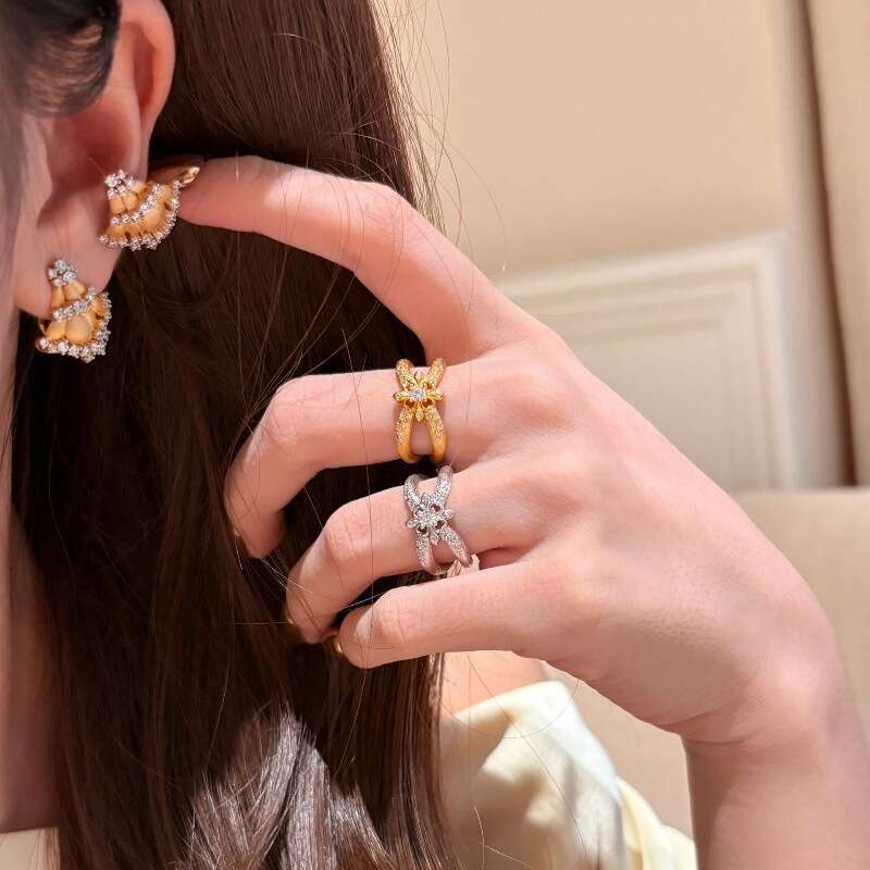 New Chinese Style Brushed Dia-Encrusted Christmas Tree Earrings Necklace Exquisite Niche Elegant Luxurious Versatile Jewelry Set