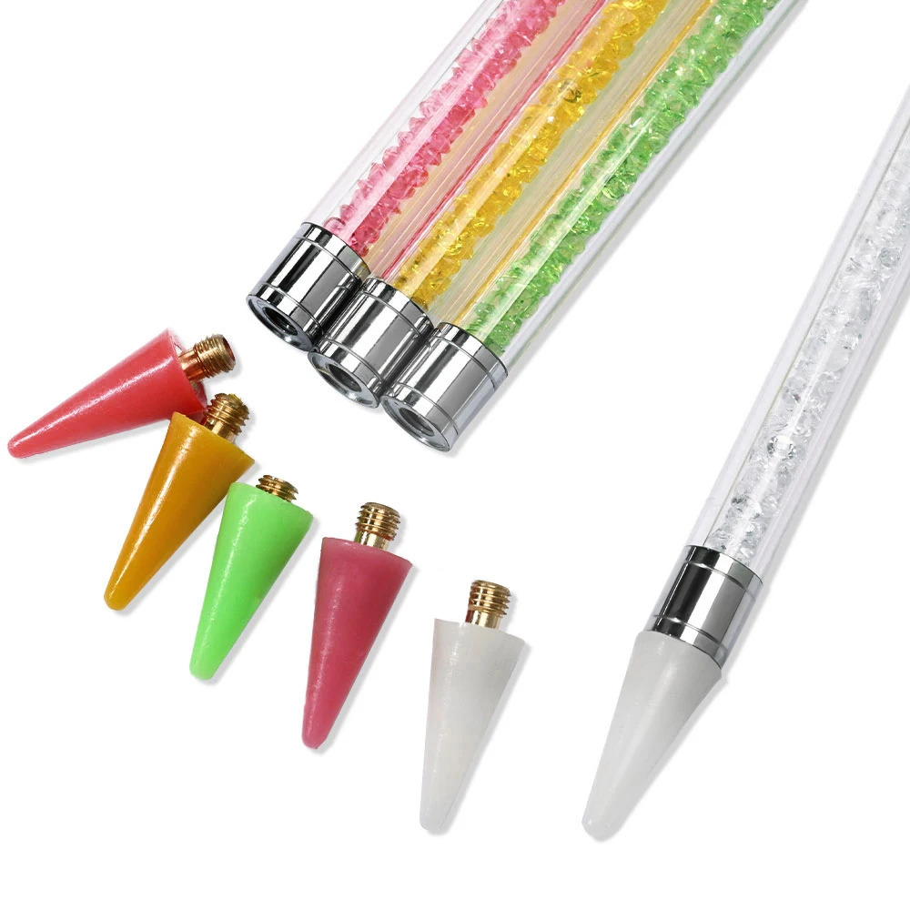 3pcs/set Nail Art Rhinestone Dotting Wax Pen with Stainless Steel Tweezers Mul-style Acrylic Metal Nail Diamond Picker Drill Pen 250805