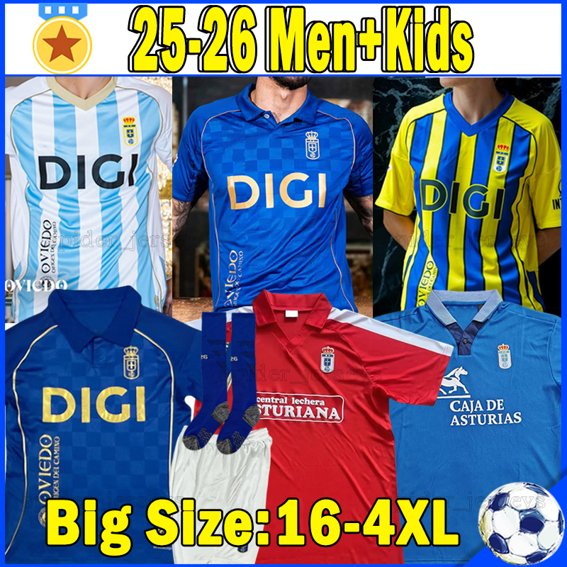 XXXL 4XL 25 26 Real Oviedo Soccer Jerseys ALEMAO ILYAS 2025 2026 HASSAN PARASCHIV COLOMBATTO LUENGO F. VINAS Retro 1990 91 1996 97 Football Shirts Men Uniforms Kids kits